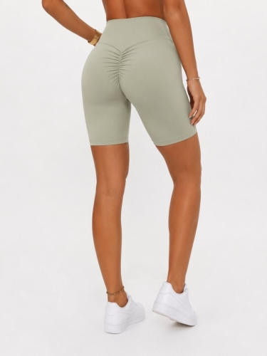 Legginsy Kolarki Push Up z Marszczeniem Wysoki Stan Zielone S/m