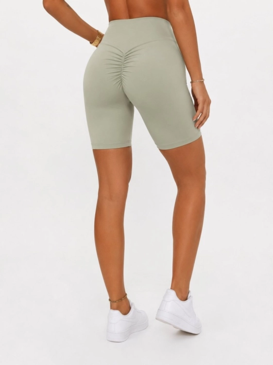 Legginsy Kolarki Push Up z Marszczeniem Wysoki Stan Zielone S/m