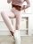 Legginsy Damskie Modelujące Wysoki Stan Push Up Slim Fit ze Stopką Różowe