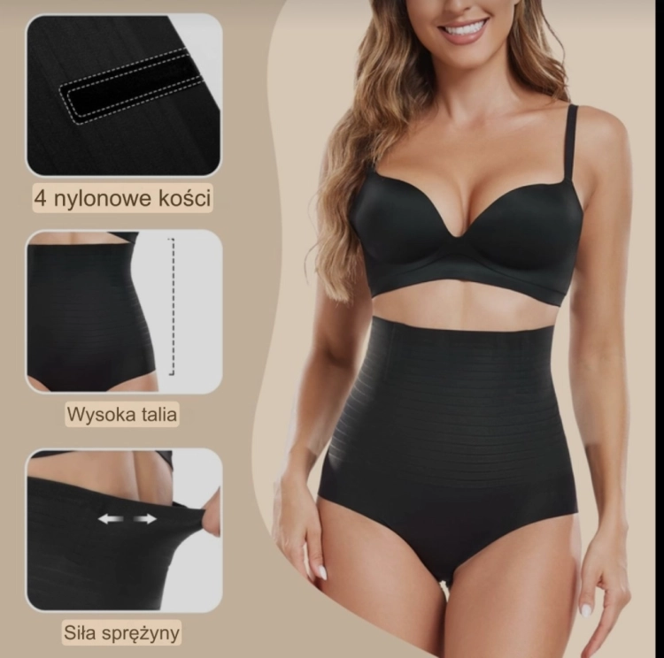 Wyszczuplające majtki wysokie modelujące brzuch sylwetkę wysoki stan XXL