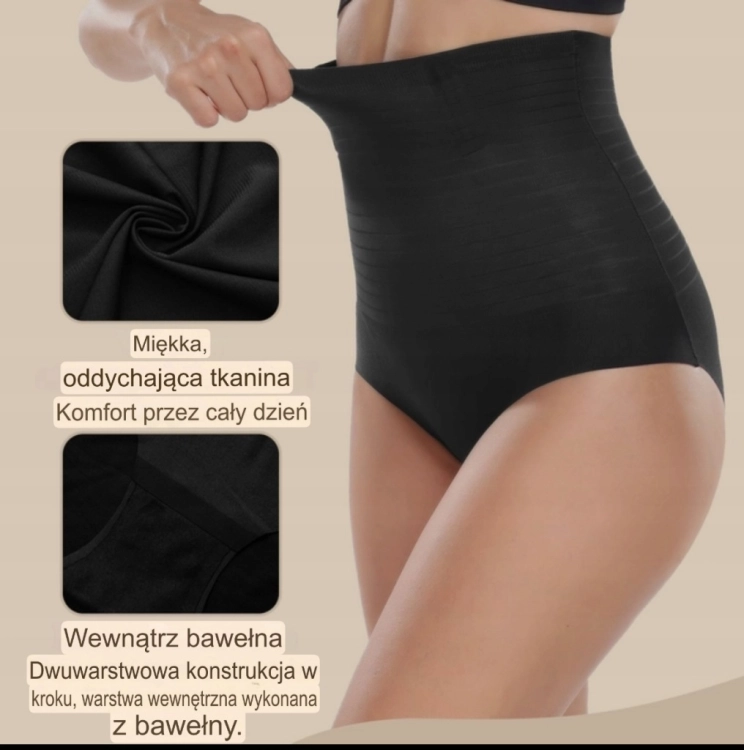 Wyszczuplające majtki wysokie modelujące brzuch sylwetkę wysoki stan XXL