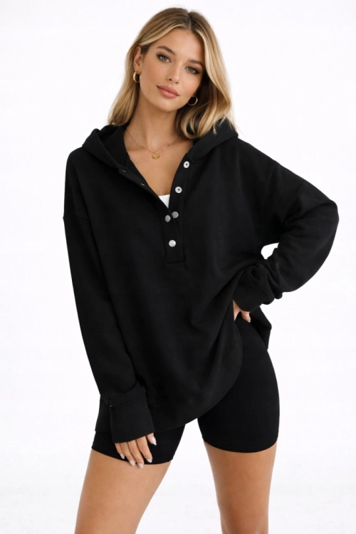 Bluza sportowa z kapturem prążek miękka napy czarna XXL