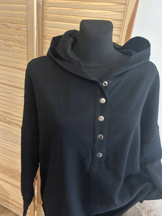 Bluza sportowa z kapturem prążek miękka napy czarna XXL