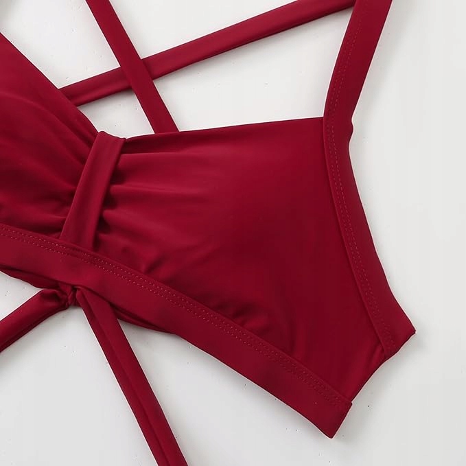 Dwuczęsiowy strój kąpielowy z wysokim stanem Modelujący Bordowy 3XL