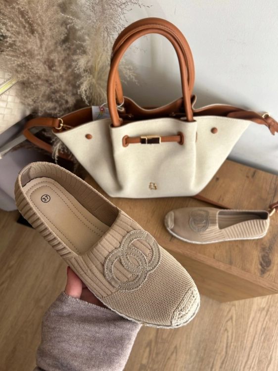 Espadryle damskie beżowe slip on lekkie wygodne letnie buty na lato 41