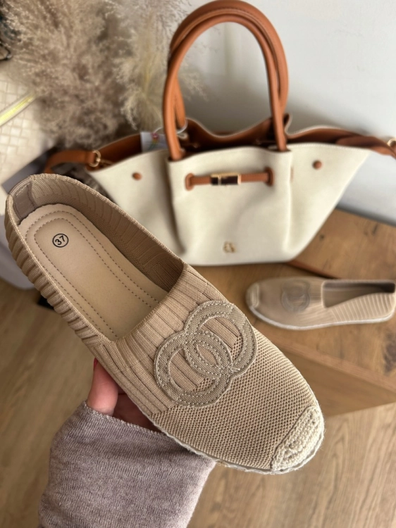Espadryle damskie beżowe slip on lekkie wygodne letnie buty na lato 41