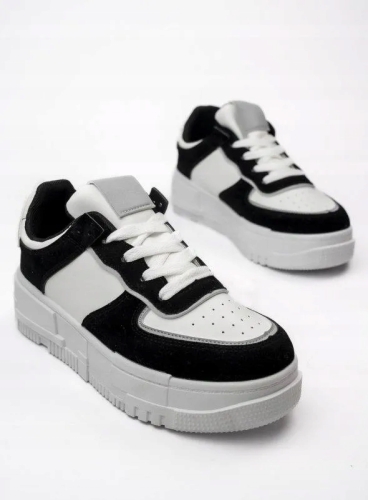Sneakersy buty sportowe na grubej podeszwie białe czarne lekkie