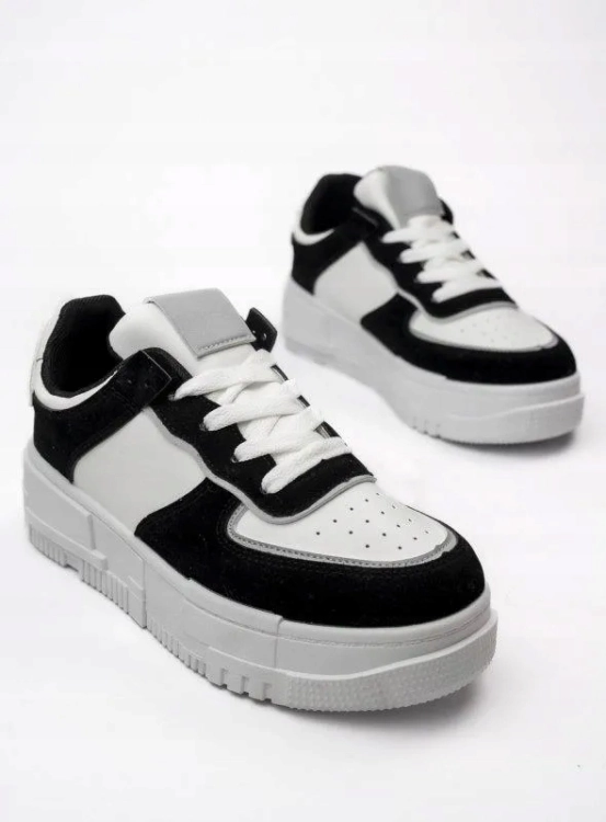 Sneakersy buty sportowe na grubej podeszwie białe czarne lekkie