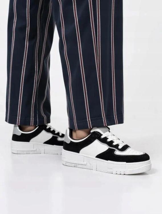 Sneakersy buty sportowe na grubej podeszwie białe czarne lekkie