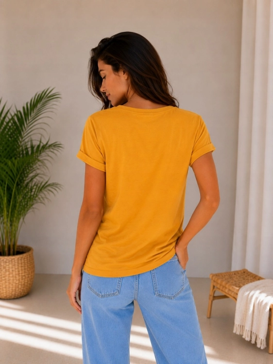 Koszulka damska T-Shirt MOTION z Cytrynkami serek klasyczna Pomarańczowa