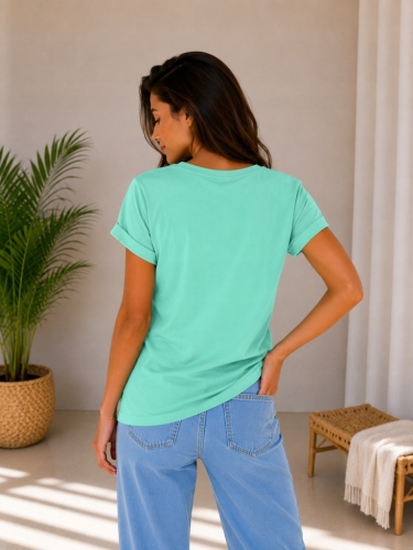 Koszulka damska T-Shirt MOTION z Cytrynkami serek klasyczna Miętowa