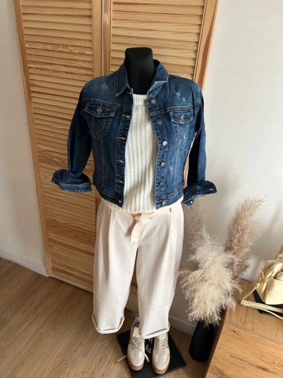Kurtka jeansowa katana Re-Dress ciemna elastyczna