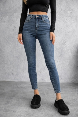 Spodnie jeansy damskie rurki M.Sara Vintage push up niebieskie granat