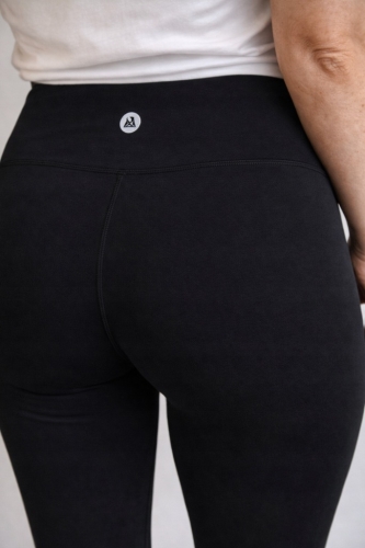 Sportowe legginsy fitness modelujące wysoki stan szeroki pas czarne