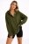Bluza sportowa z kapturem prążek miękka napy zielona khaki
