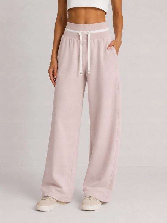 Spodnie damskie Balloon Fit Sportowe Szeroka Guma Różowe Jasne